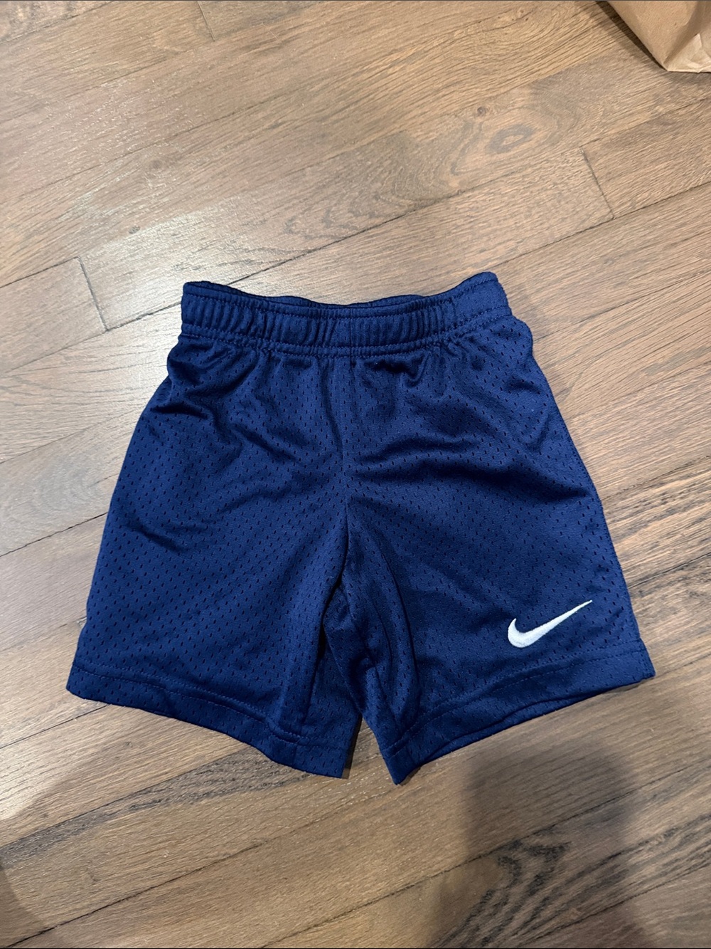 Nike Boys Navy Blue Mesh Athletic Shorts with White Swoosh